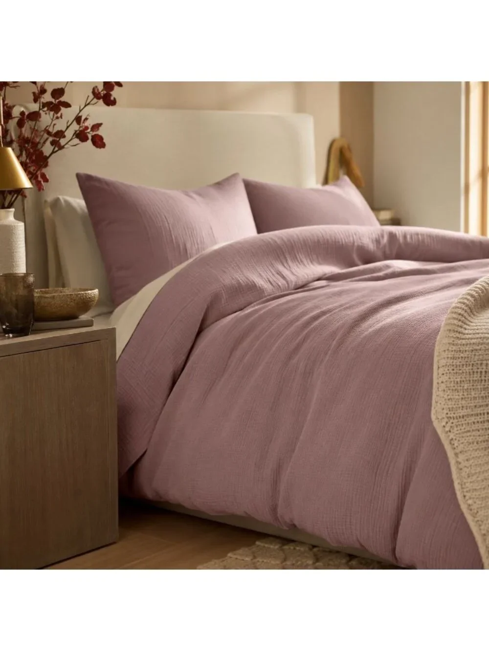 S22 | Quince Organic Airy Gauze Duvet Cover King Cal King Fig NWT